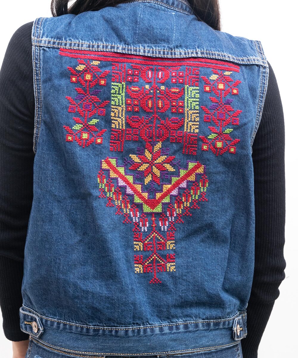 Sleeveless Embroidered Denim Jacket